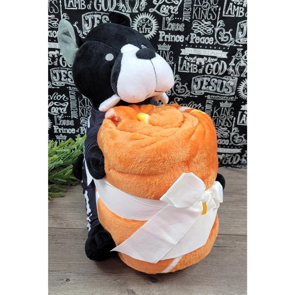 The Big One Halloween Skeleton Dog Plush Stuffed Animal & Soft Blanket NWT - Picture 3 of 13
